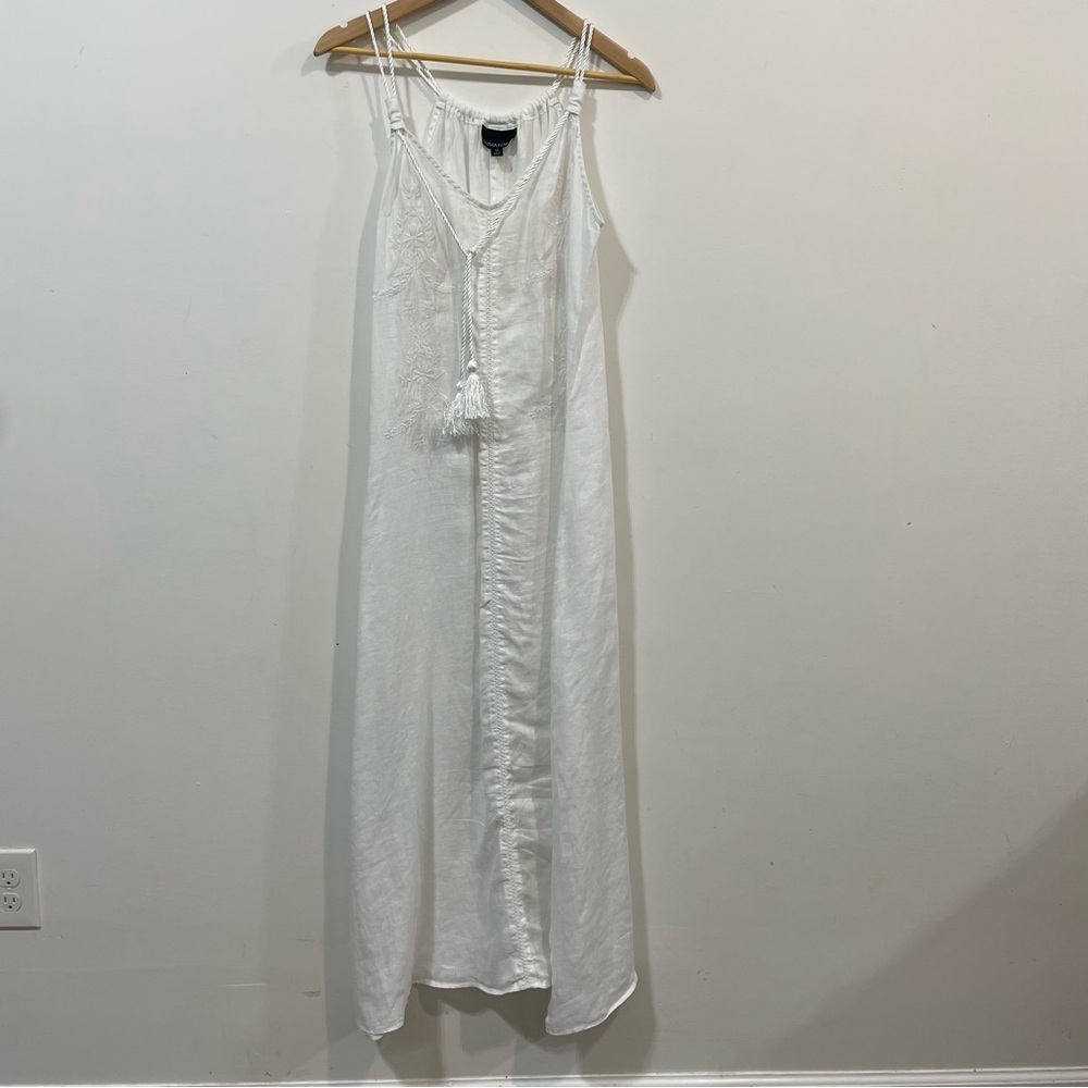 Cynthia Rowley 100% Linen Coastal Grandma Minimalist Lagenlook Maxi Dress Size M